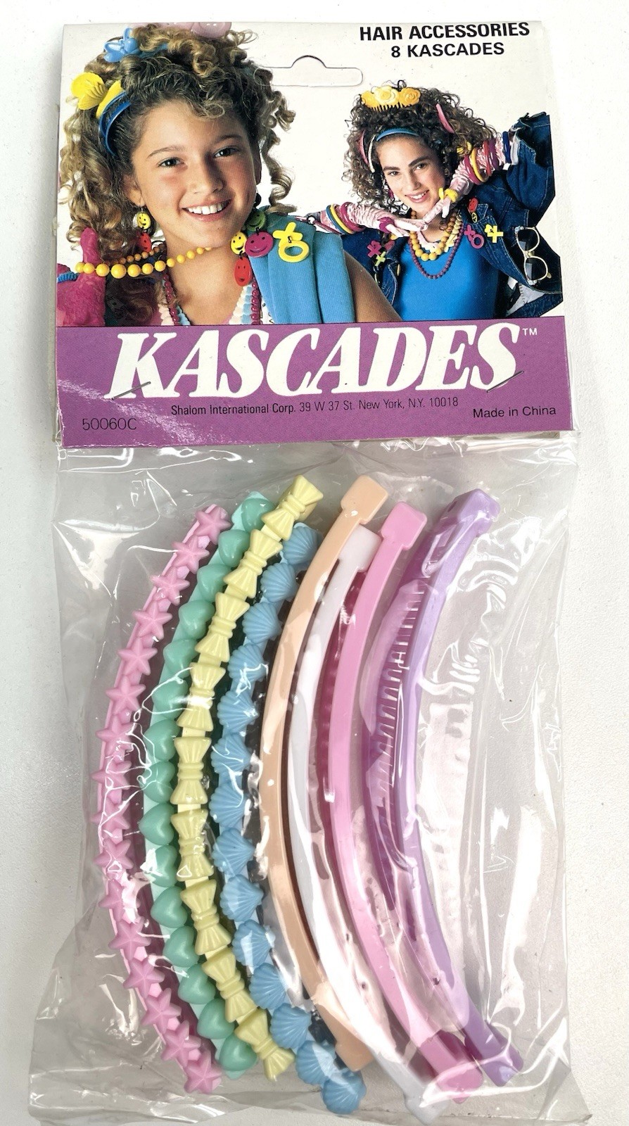 Vintage 80s KASCADES Banana Hair Clip Retro 8 Pack NEW