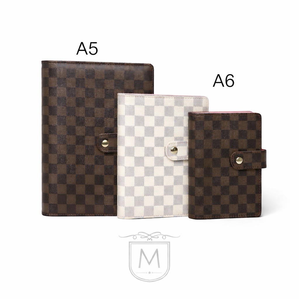 PU Leather Notebook A5 Ring Binder Budget Planner Organizer Cover Pockets brown