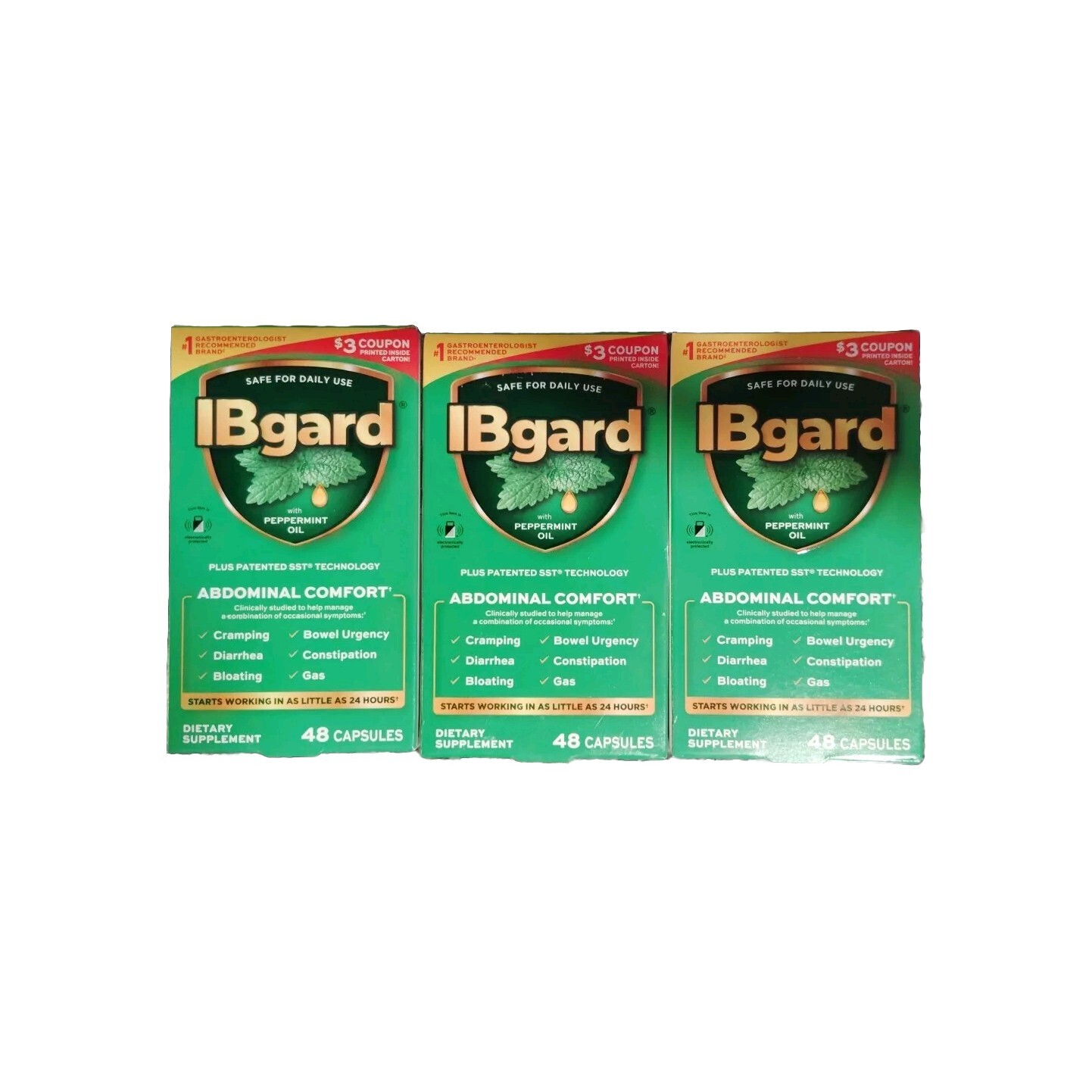 3 Pack- IBgard, Abdominal Comfort 48 Capsules. Exp 5/2027