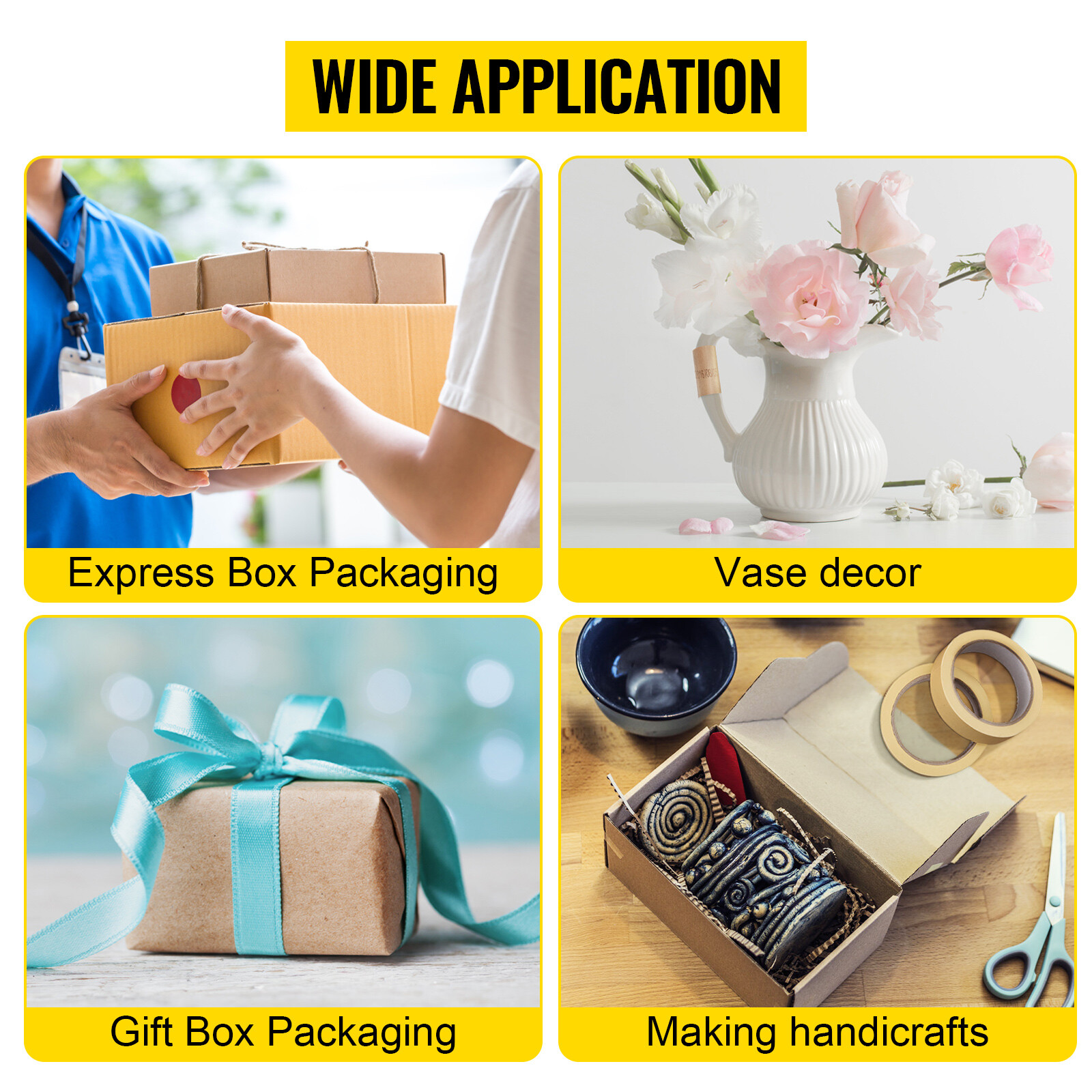 VEVOR Semi-Automatic Water Activated Tape Dispenser Gum FX-800 Carbon Steel