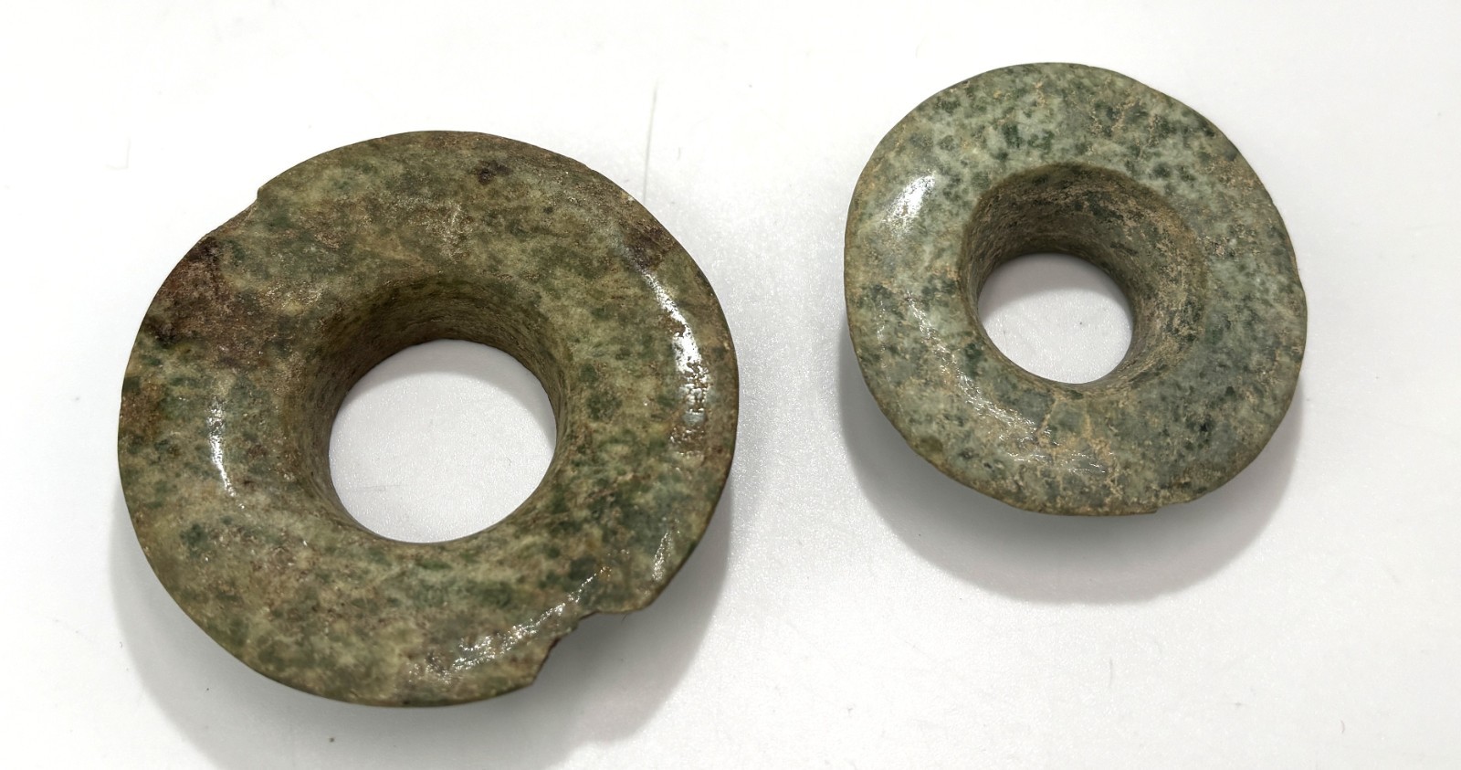 Pair Pre-Columbian Jade Mayan Ear Spools Artifacts