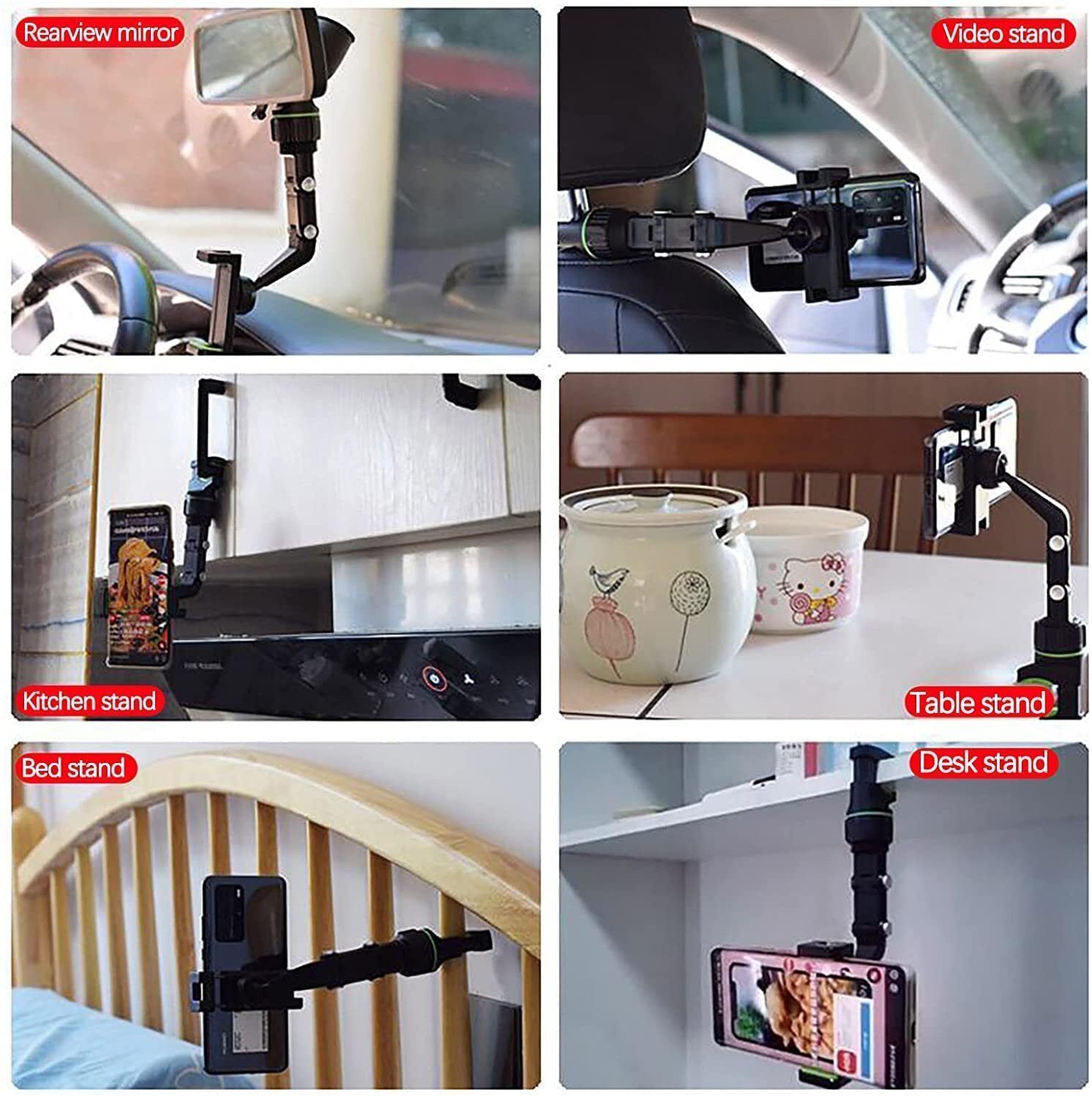 360° Rotation Adjustable Holder Car Rearview Mirror Mount Clip Phone Cradle GPS