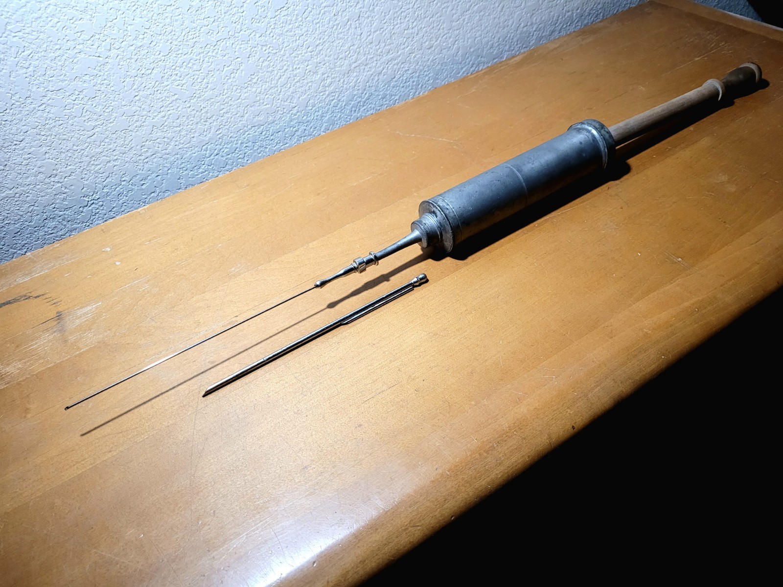 Antique 1830's Pewter Medical Embalming Syringe Medical Oddities Large Needle