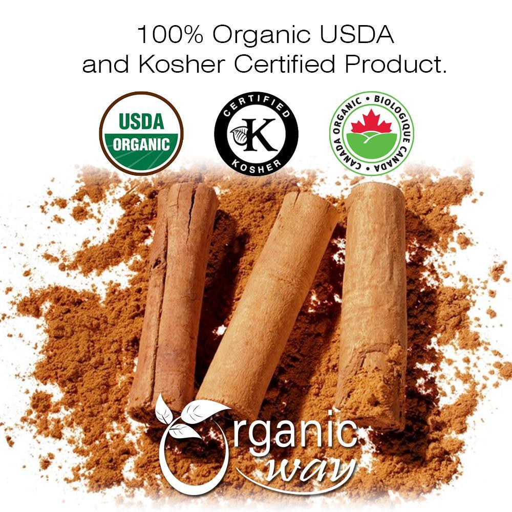 Organic Way True Ceylon Cinnamon Powder - Organic, Kosher & USDA Certified