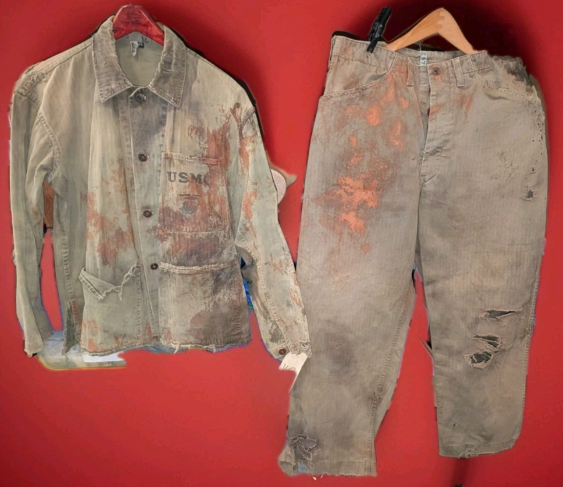 WWII/2 USMC Miniseries Pacific HBT combat aged matching tunic and pants set