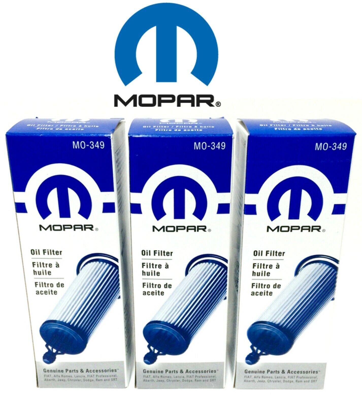 Mopar Chrysler Jeep Dodge RAM 3.2L 3.6L V6 Oil Filter Cartridge MO-349 SET 3