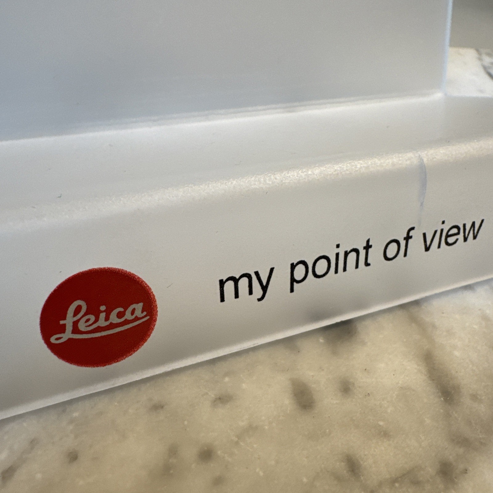 1988 Leica “My Point of View” Frosted Camera Display Stand 6”