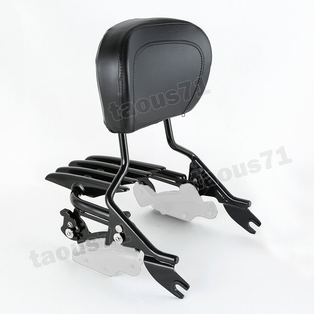 Black Backrest Sissy Bar & Stealth Rack For 09-23 Harley Road Glide Street Glide