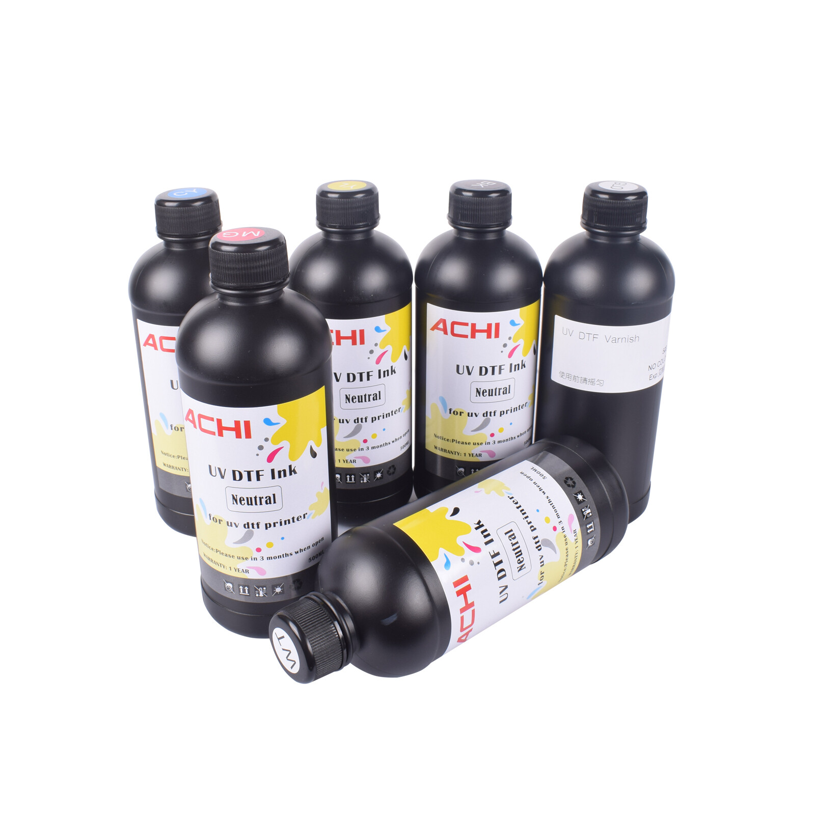 6*500ML UV DTF INK For Epson XP600 XP800 A3 UV DTF Sticker Printer CMYKW+Varnish