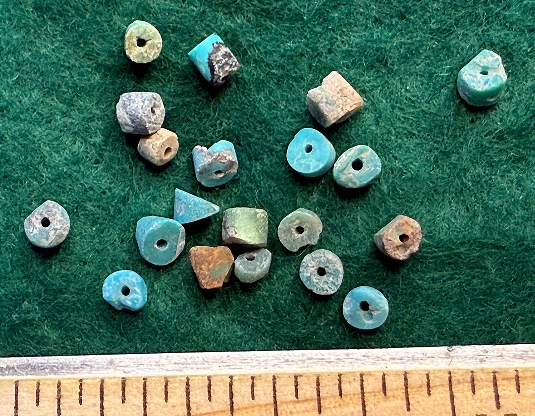(20) Old Navajo Indian Turquoise Rough Stone Trade Beads Small Size Fur Trade