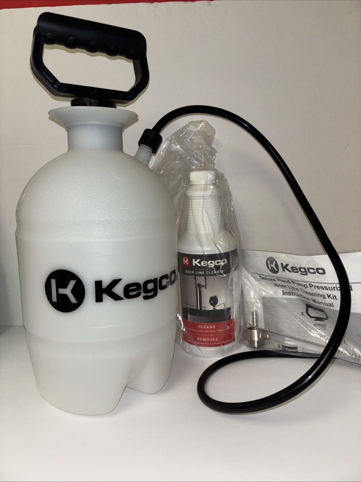 Kegco Deluxe Kegerator Cleaning Kit Pressurized Hand Pump Keg Beer Line Cleaner