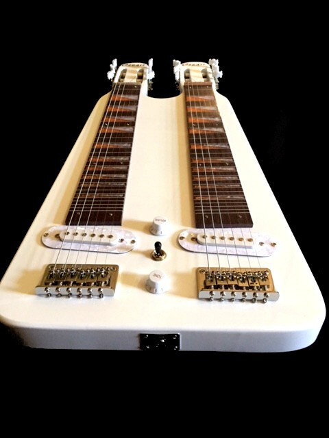 GREAT PLAYING NEW DOUBLE NECK WHITE LAP STEEL ELECTRIC GUITAR