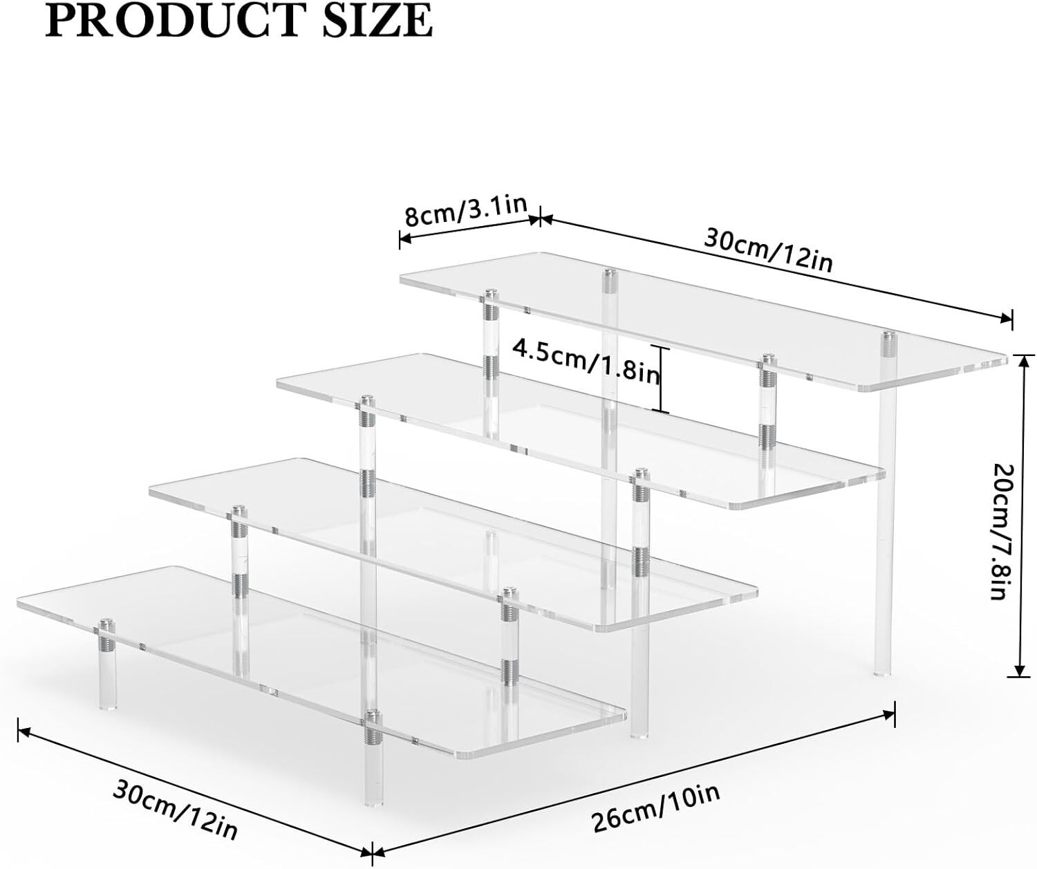 Acrylic Display Riser Stand Shelf Clear 4 Showcase Toys Retail Display Rack Cand