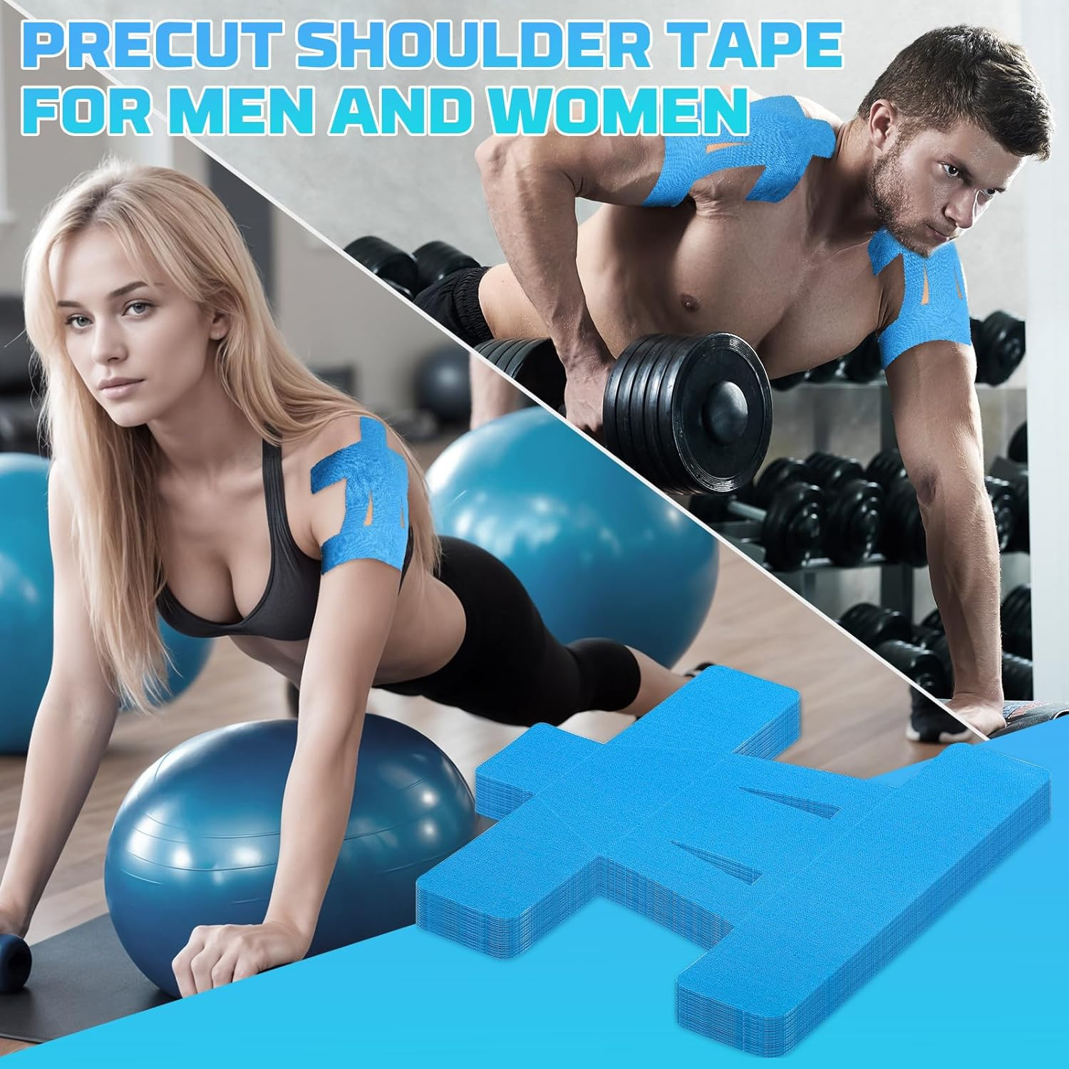 Kinesiology Tape for Shoulder Precut Strips 15pcs Elastic Breathable Support