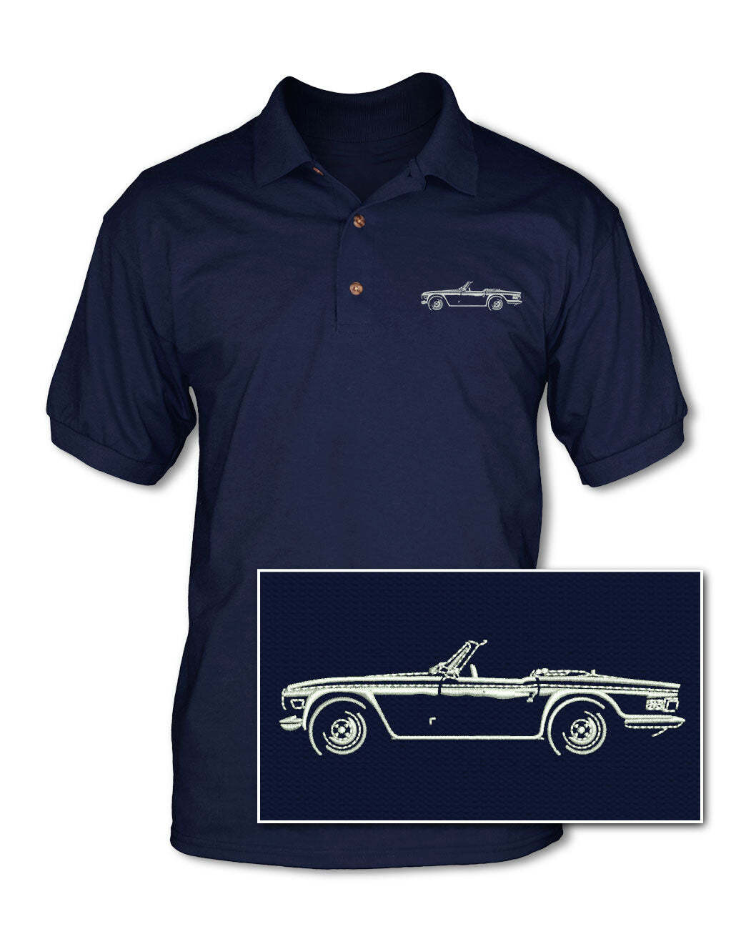 Triumph TR6 Convertible Adult Pique Polo Shirt Side View