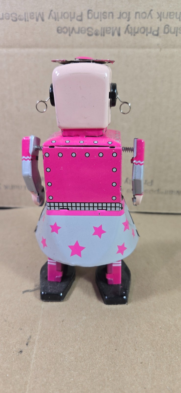 Vintage Venus Robot Ms 461 Pink Windup Tin Toy with Original Box and Key