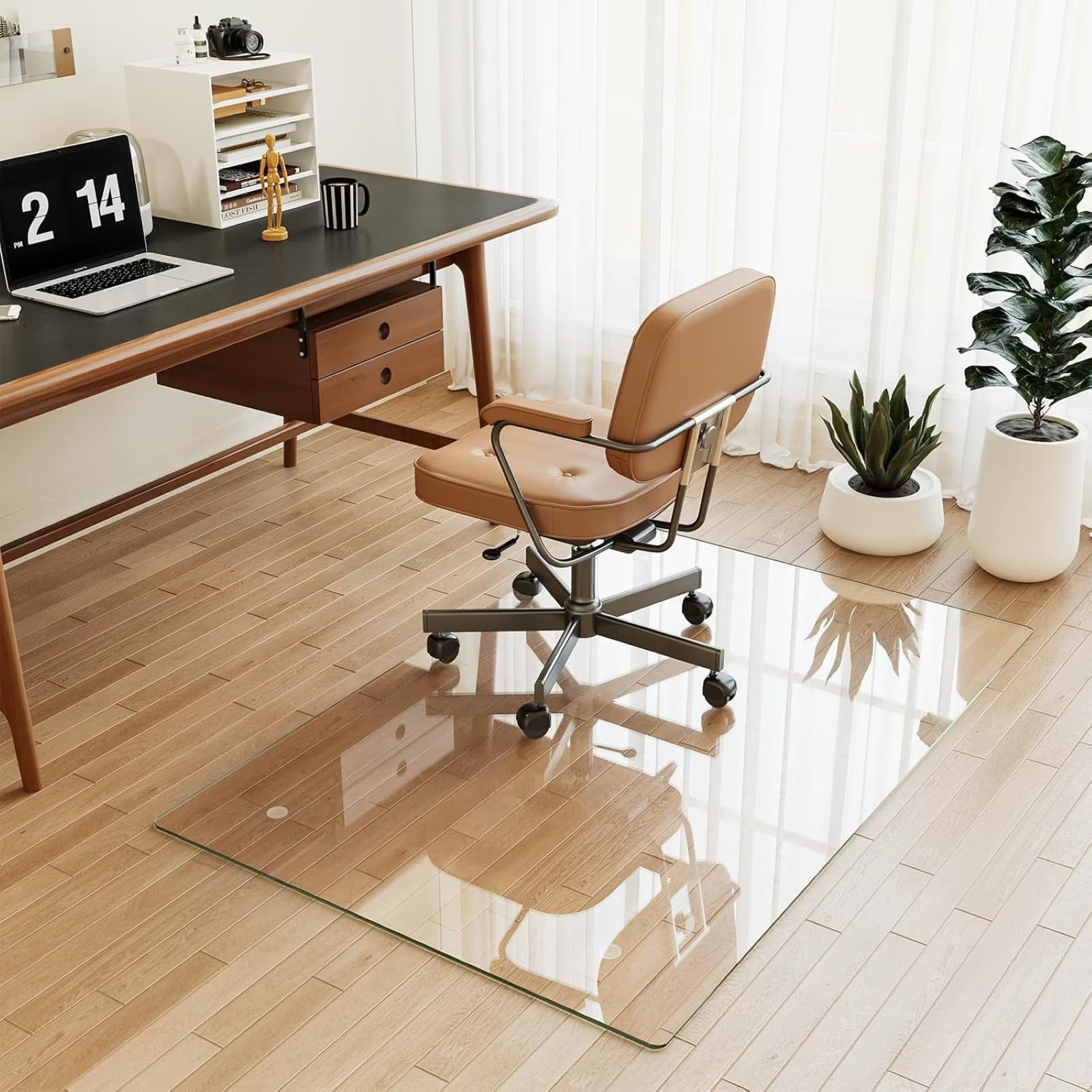 36.1" x 46" Heavy Duty Hard Tempered Glass Mat Glass Chair Mat,Clear
