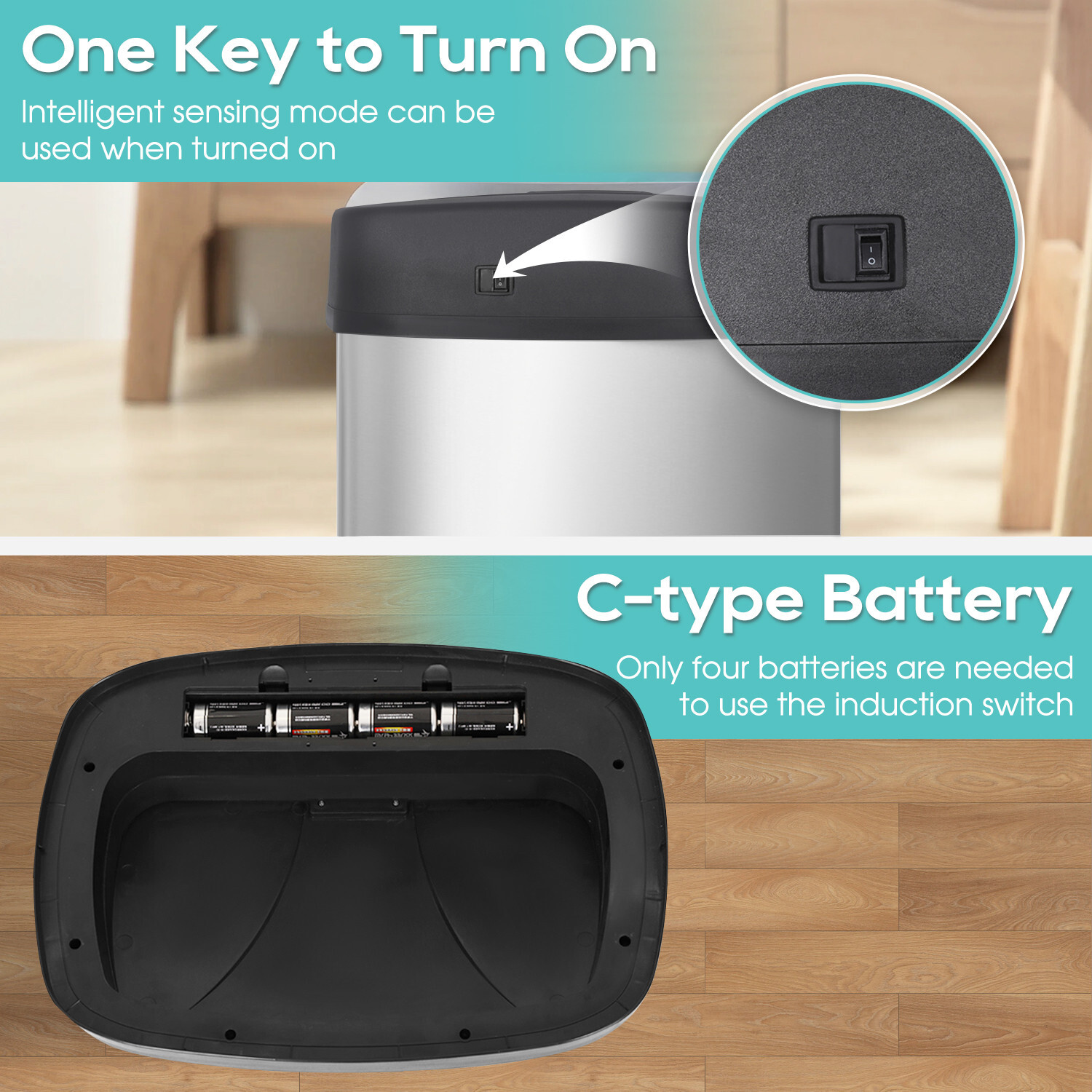 22 Gallon Automatic Sensor Trash Can, Touchless 82L Stainless Steel Trash Bin