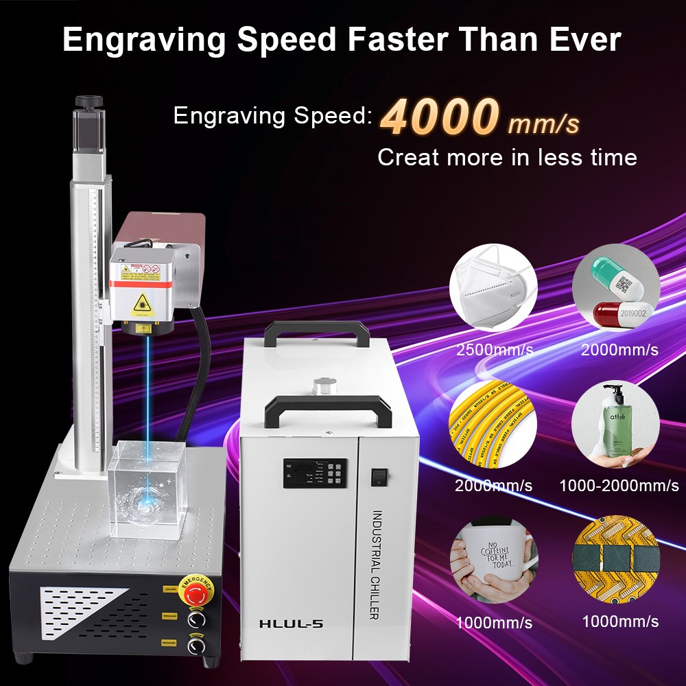 10W UV Laser Marking Machine 3D Crystal Laser Inside Engraving Motorized70&200mm