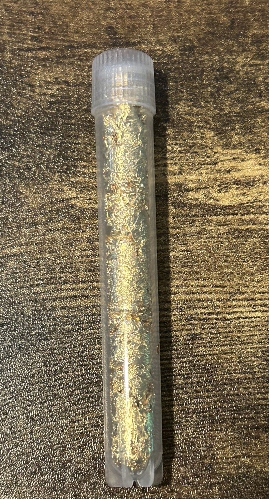 10 Gold Flake Large Vials... 5mil. 3.5” Stand able Test Tubes. BEST DEAL !!