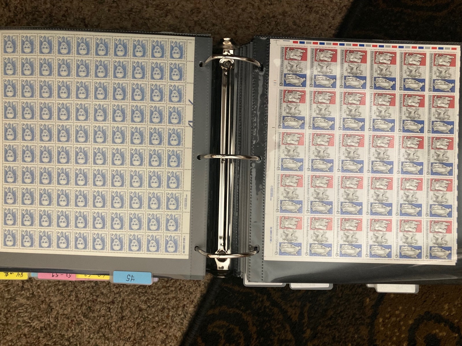 BEAUTIFUL LOT OF STAMP SHEETS IN 2 BINDERS, MOSTLY SHEETS W/ SOME BLOCKS , PAIRS