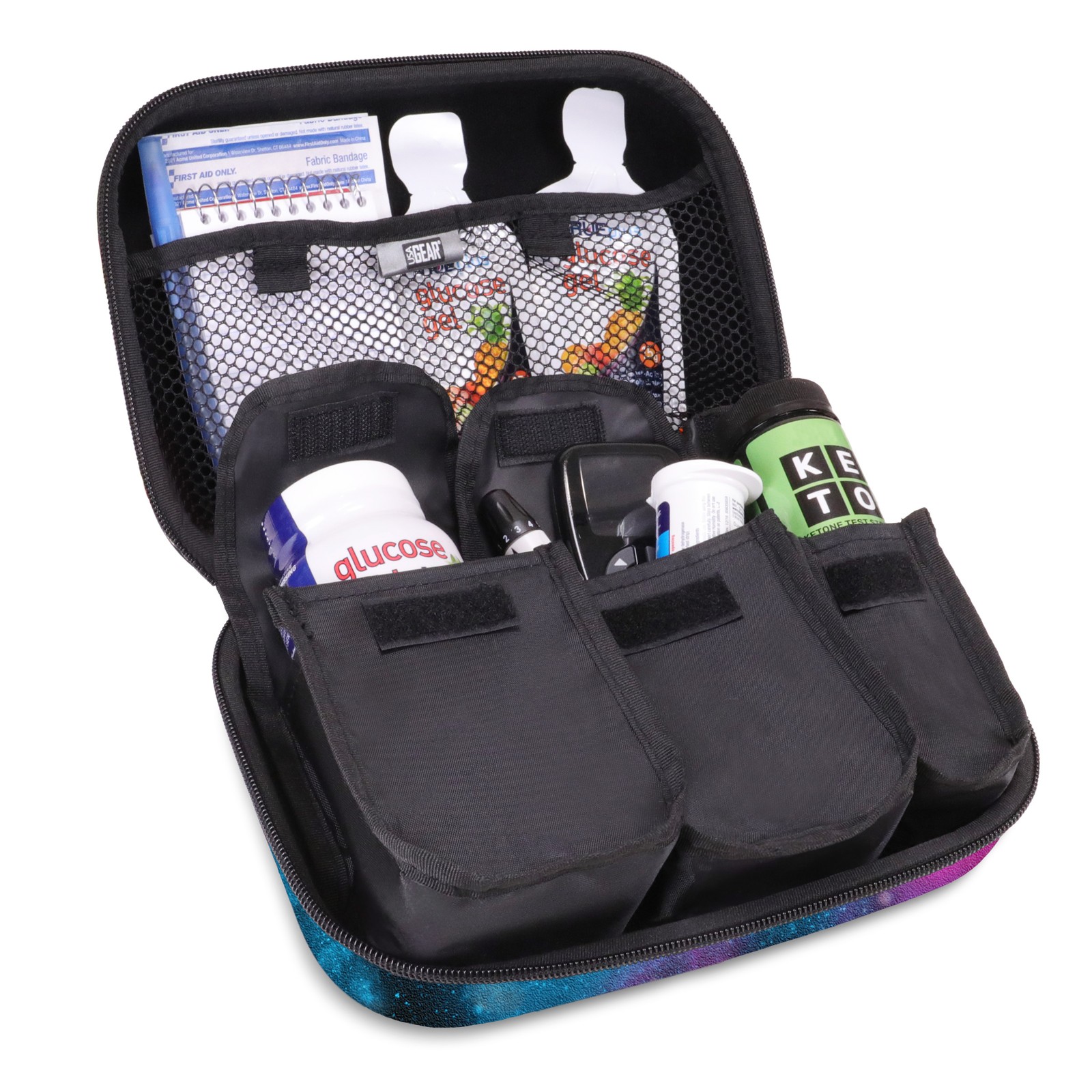 USA GEAR Diabetic Supplies Travel Case for Glucose Monitor & Strips - Galaxy