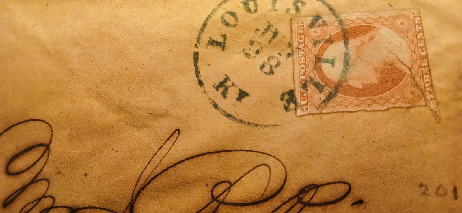 🏴‍☠️ 1851 #10-11 Washington Fancy Cover- Louisville KY Blue Cancel