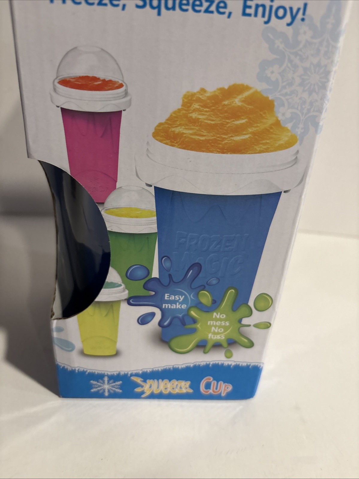 FROZEN MAGIC Squeeze Cup, Blue - Easy To Make, No Mess - New - Free Shipping