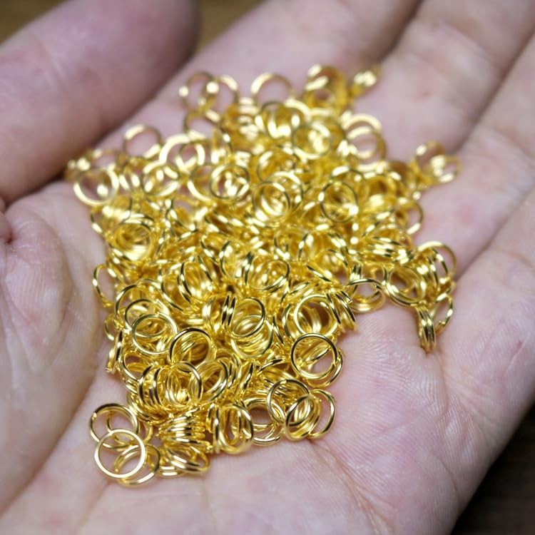 200pcs 8mm Mini Split Jump Ring with Double Loops Small Round Metal Golden Key R