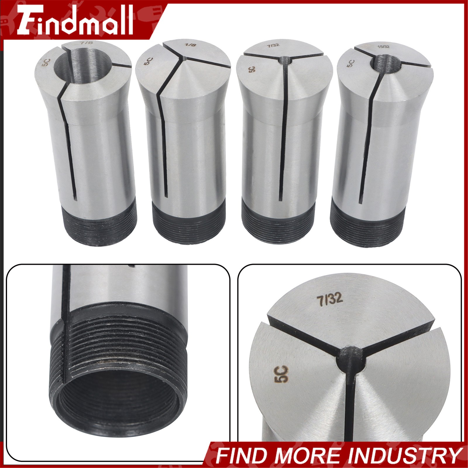 Findmall 57 Pack 5C Collet Set Fractional 1/8" to 1" High Precision Lathe