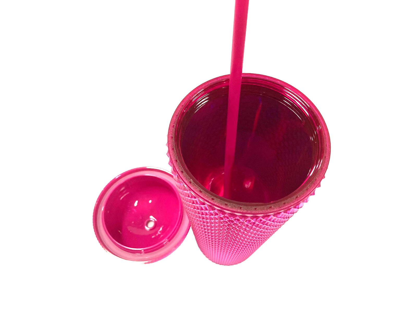 Starbucks 2025 Cold Cup Tumbler Iridescent Pink Domed Studded 24oz Venti