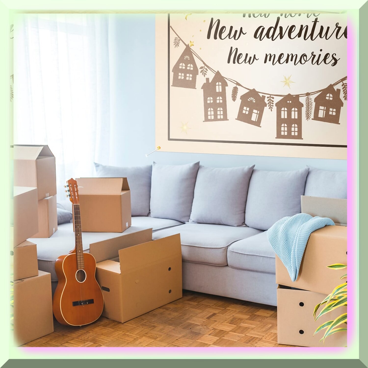 Brown Housewarming Party Backdrop for Memoriescape