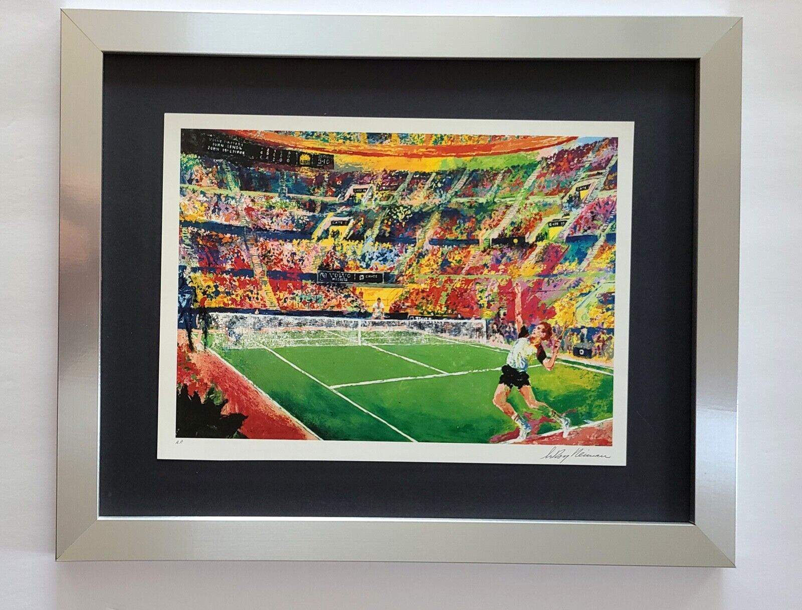 LEROY NEIMAN +  1980's VINTAGE SIGNED PRINT FRAMED + " LENDL VS MCENROE "