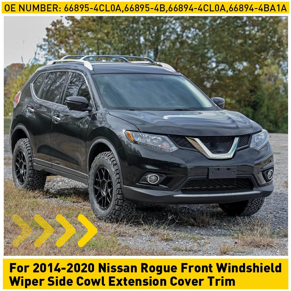 Front Windshield Wiper Side Cowl Extension Cover Trim For 2014-2020 Nissan Rogue