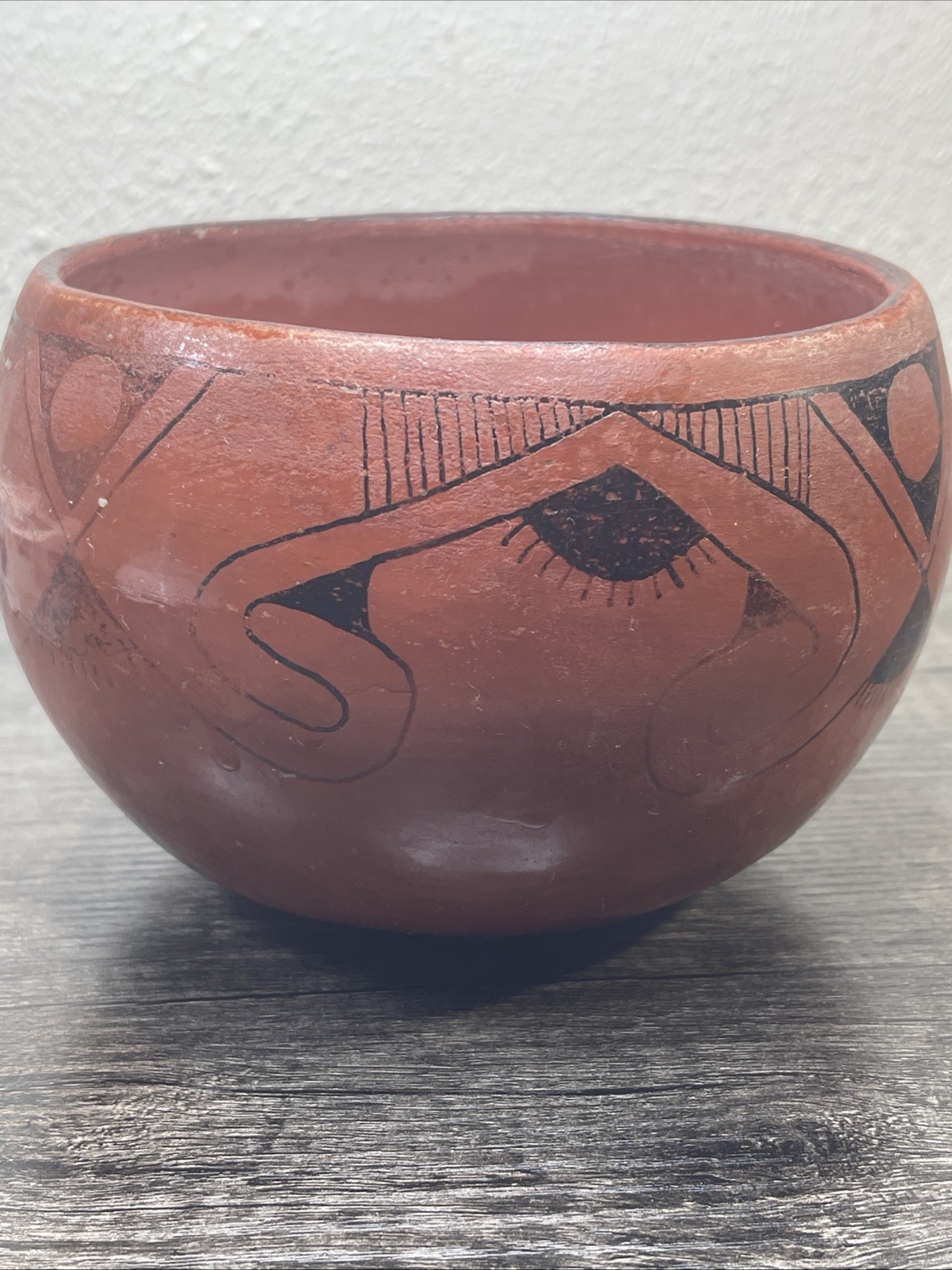 VTG Hopi Native American Hand Painted Vessel Jar Bowl Pottery Unsigned6”x4”tall￼
