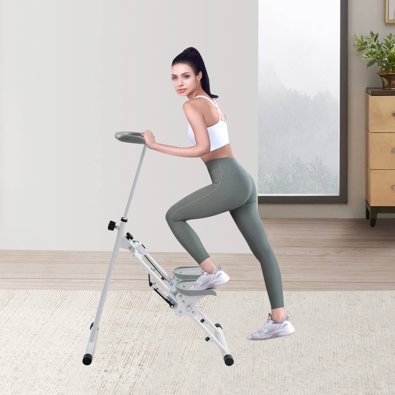 Foldable Stair Stepper Machine-Adjustable Vertical Climber For Full Body Workout