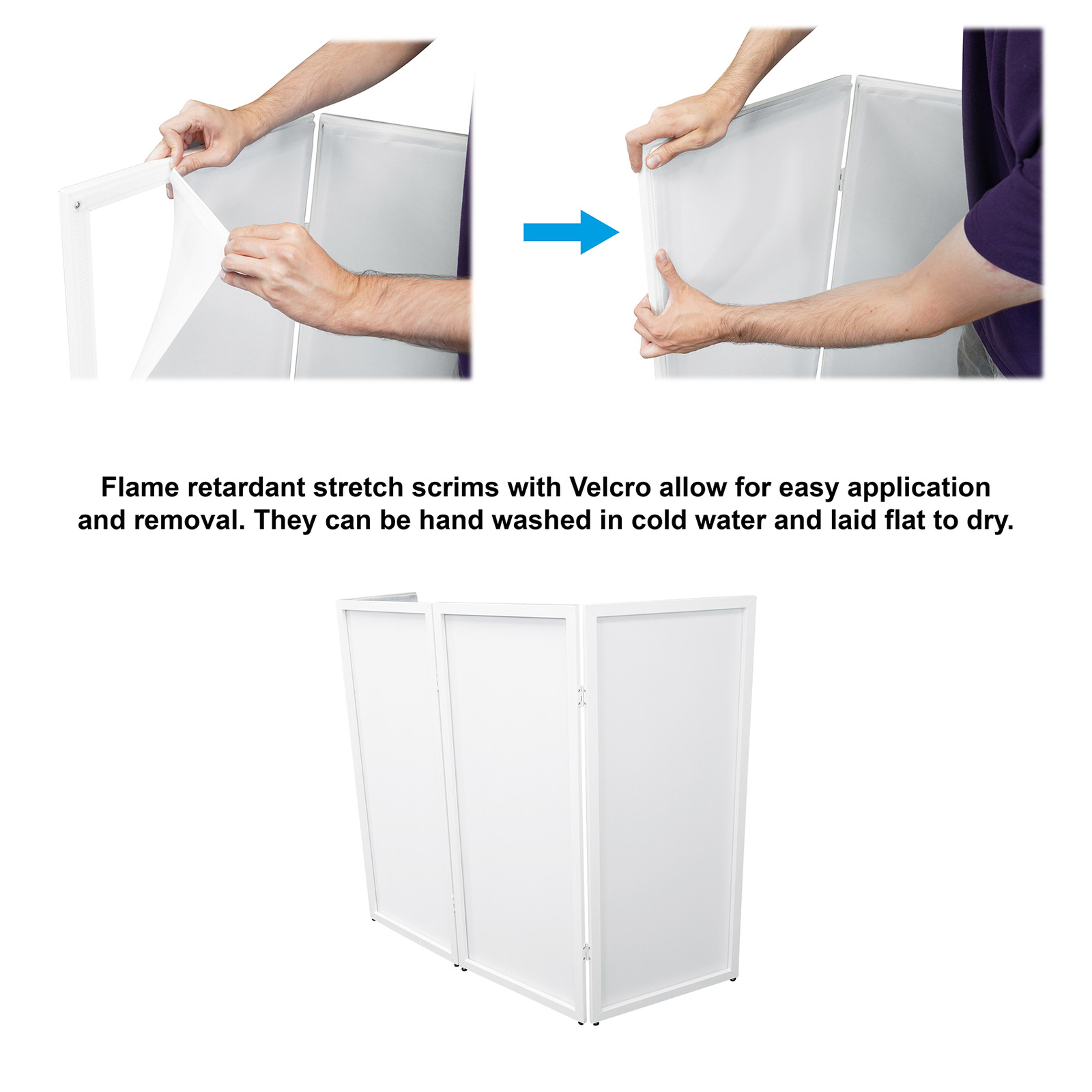 Rockville RFSSW White DJ Event Facade 80" x 44" Steel Frame Booth+Bag+Scrim