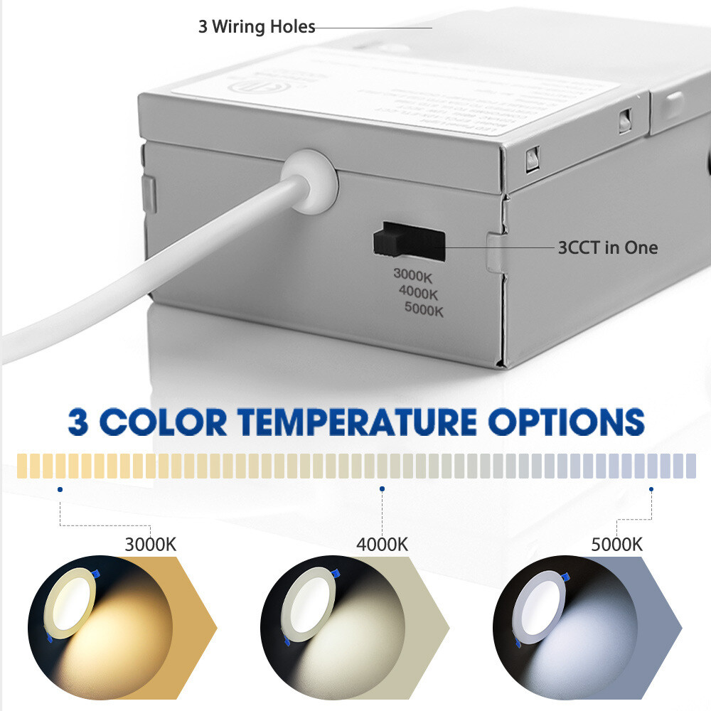 3CCT Selectable 3000K/4000K/5000K 12 Watts Ultra-Thin Recessed LED Ceiling Light