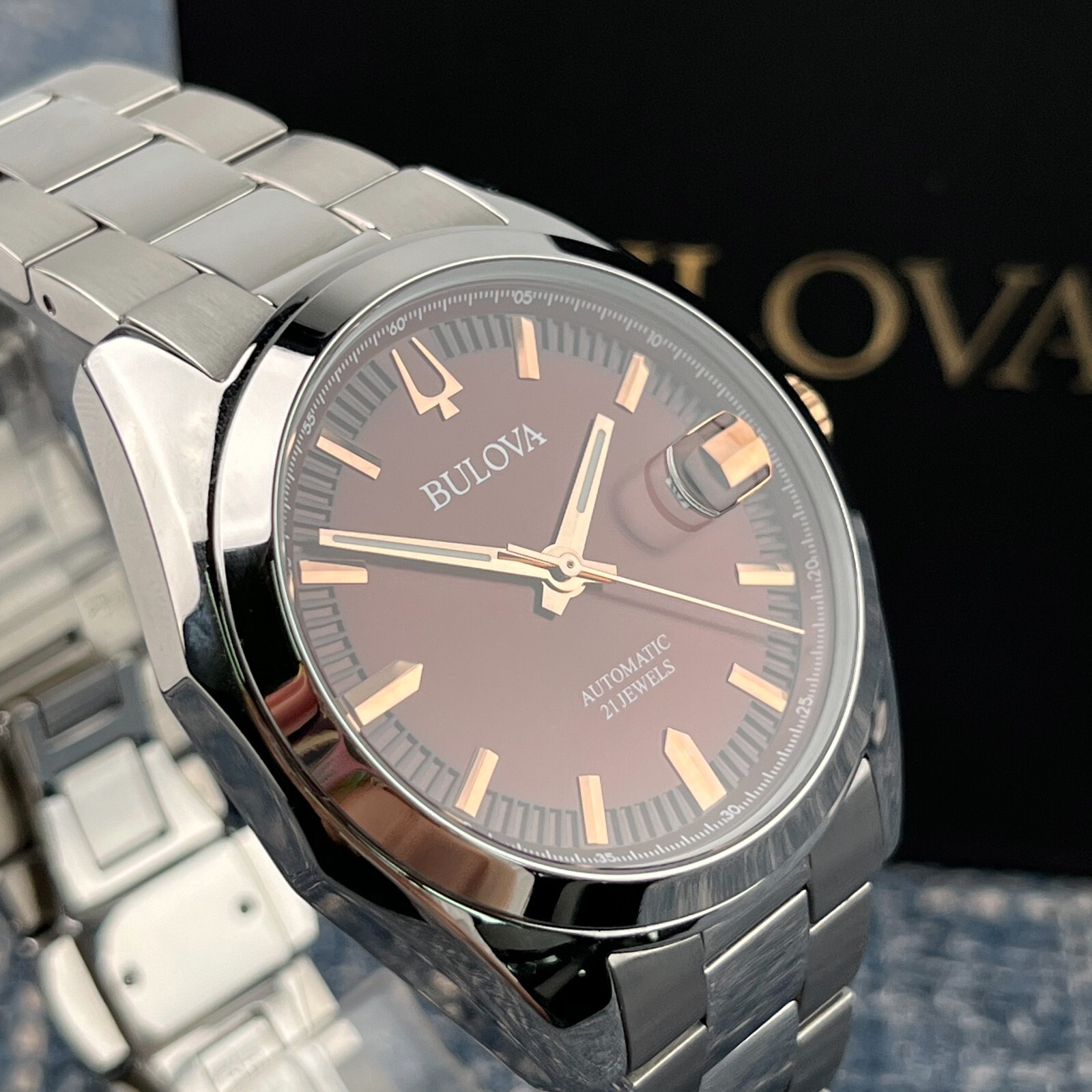 Bulova Surveyor 98B422 Red Dial Stainless Steel Automatic Men's Watch