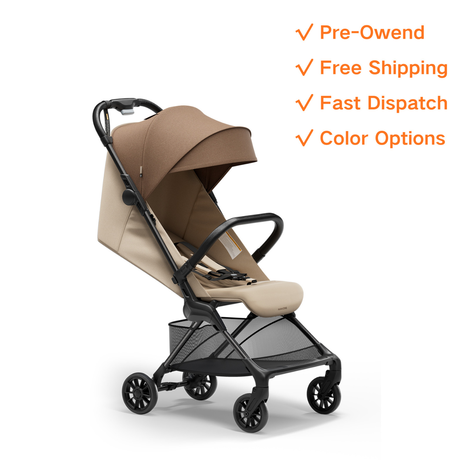 MAMAZING Ultra Air X Carbon Fiber Baby Stroller 9.9 lbs, Compact Travel-Friendly