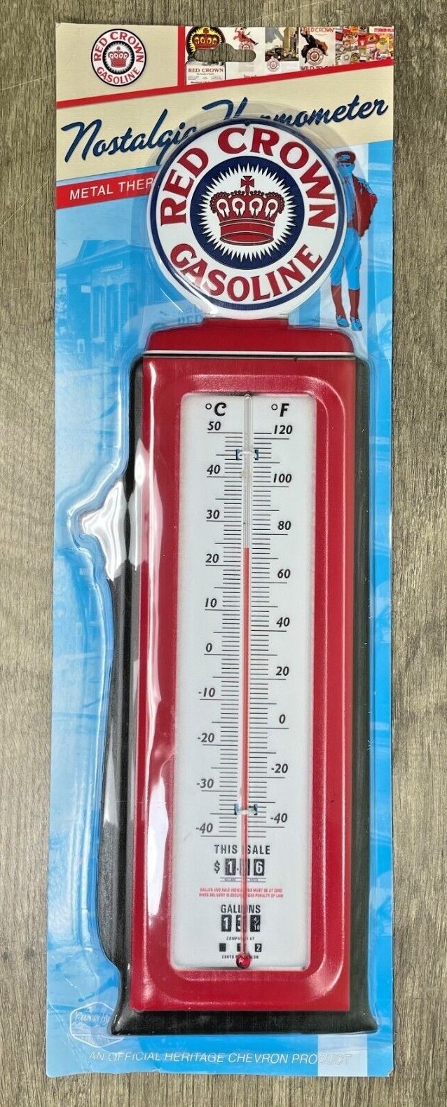 19" Gas Pump & Oil Advertising Thermometer TEXACO, Chevron, Sky Chief, Red Crown