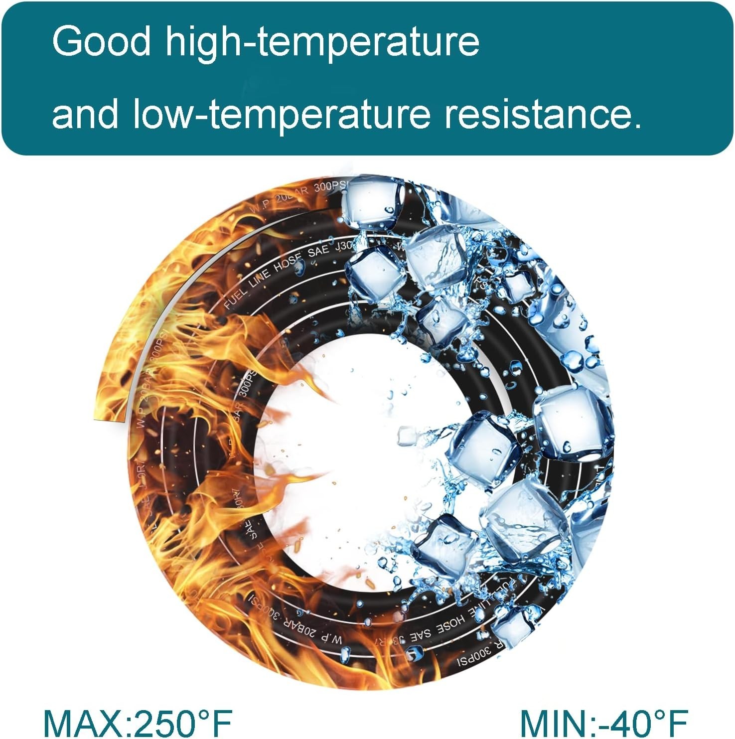 10 Feet NBR Fuel Line Hose Black Nylon Steel Oil Gas Fuel Line Hose 3/8 Inch