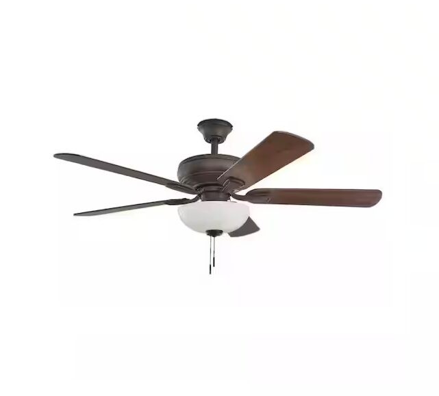 Hampton Bay Rothley II 52 in. Indoor LED Matte Black Ceiling Fan with Light Kit