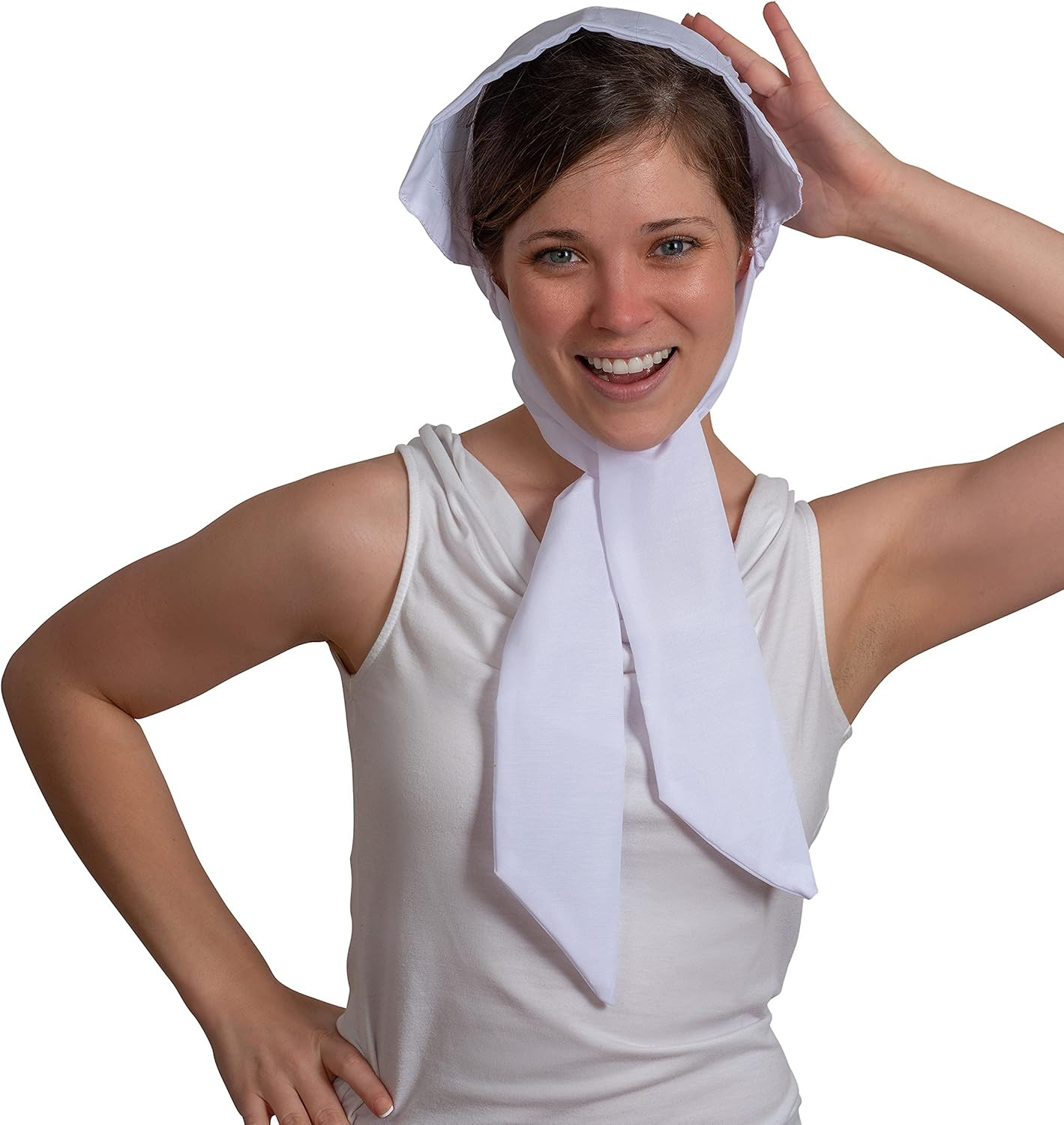 Skeleteen Colonial Pioneer Womens Bonnet - Revolutionary War White Pilgrim Women