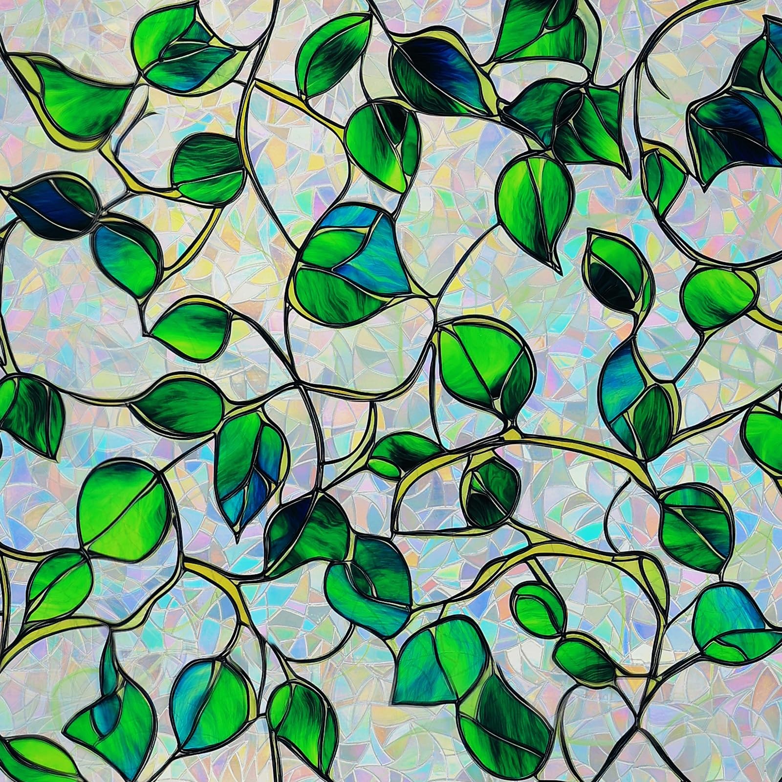 Window Privacy Film Stained Glass Decorative Static Clings Rainbow Window Tin...