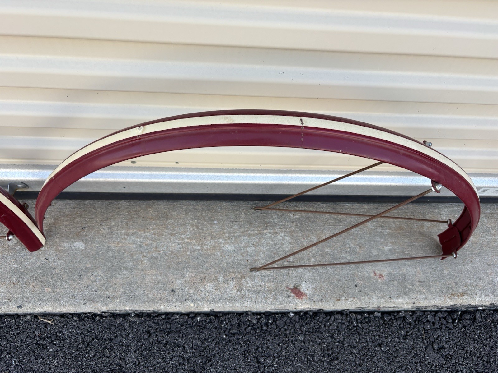 ANTIQUE 1900'S CIRCA 28" REPAINTED MOTORBIKE FRONT AND REAR FENDER SET