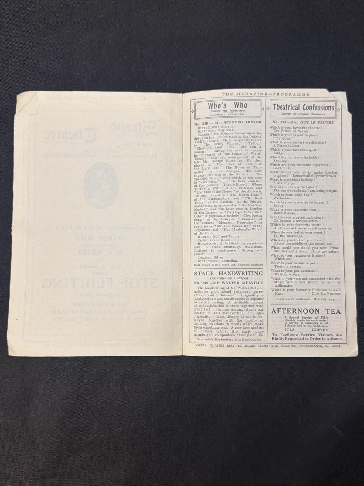 Fred Astaire "STOP FLIRTING" George Gershwin (London Debut) Rare 1924 Playbill