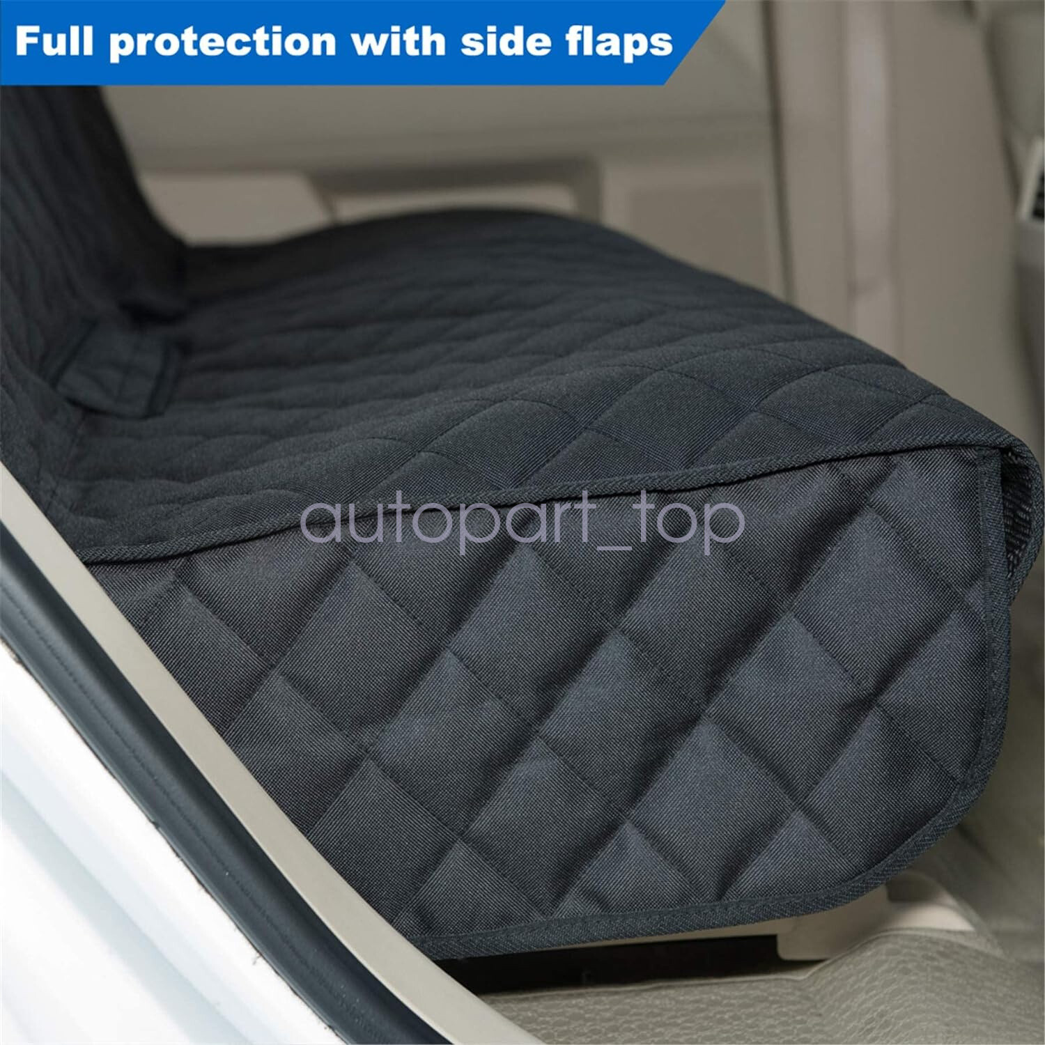 Seat Cover Rear Back Car Pet Dog Travel Waterproof Bench Protector Luxury -Black
