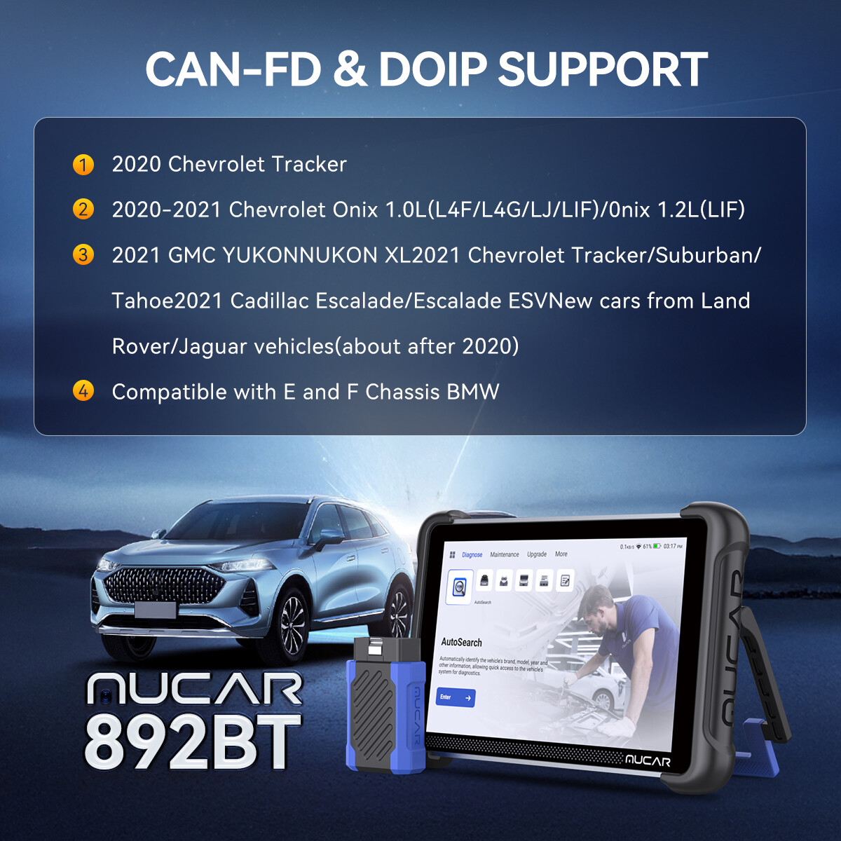 Mucar 892BT Free Update AI Car Diagnostic Tool Bidirectional Scanner 35 Resets