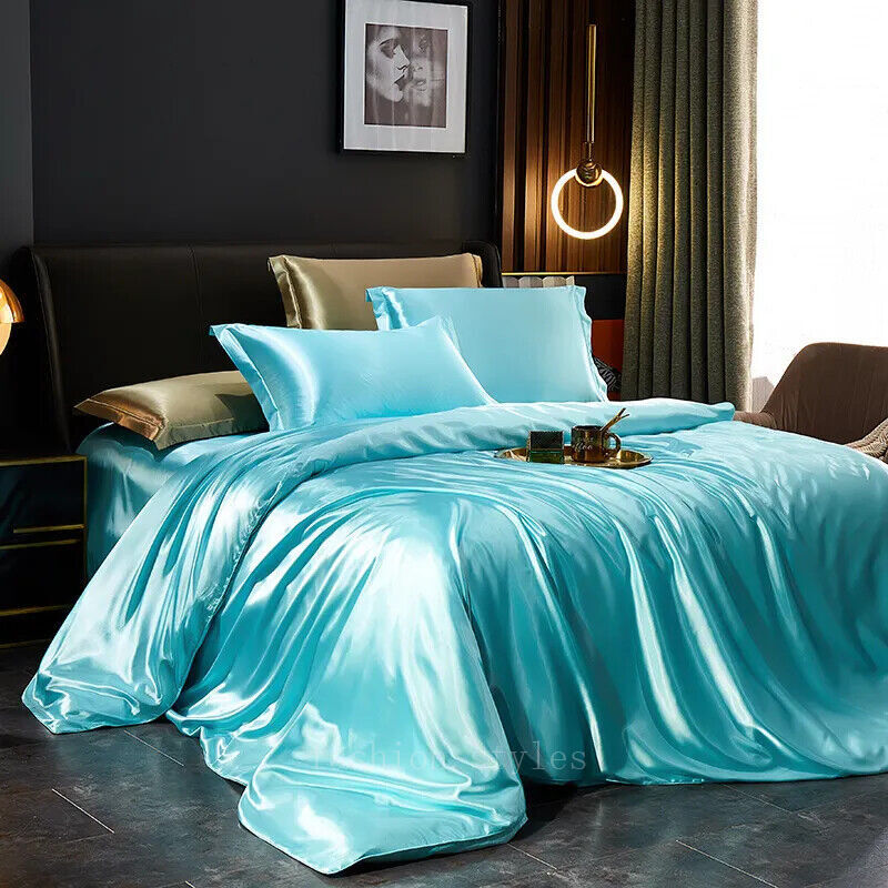 Mulberry Silk Bedding Set with Duvet Cover Bed Sheet Pillowcases Satin Bedsheet